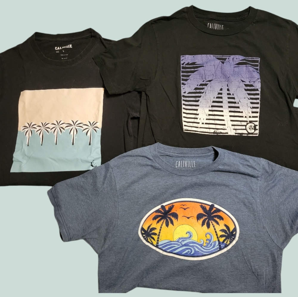 3 Caliville T-shirts - Men's Size Small